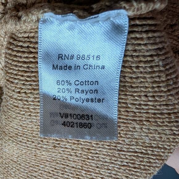 Coldwater Creek Women L Camel Cable Knit Sweater Old Money Preppy Sophisticated - Picture 5 of 8